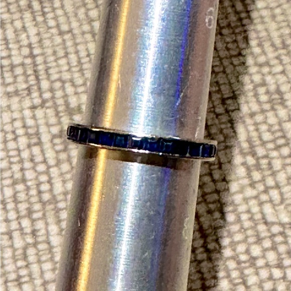 Genuine 7.25 Channel Set White Gold Square Sapphire Eternity Band - Picture 8 of 10
